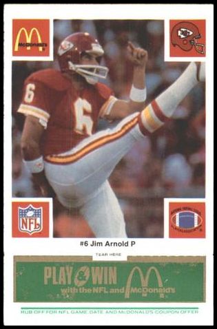 1986 McDonald's Chiefs 6 Jim Arnold